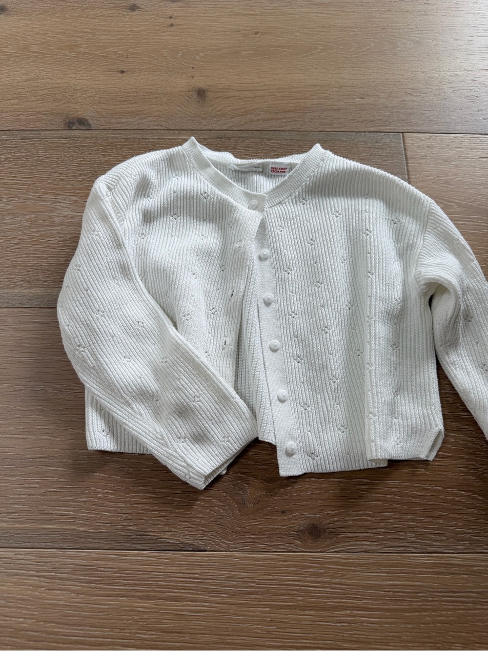 Mango kids off White Knit Button-Up Cardigan